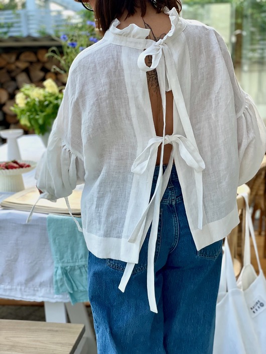 bluzki - inne Bluzka lniana open back