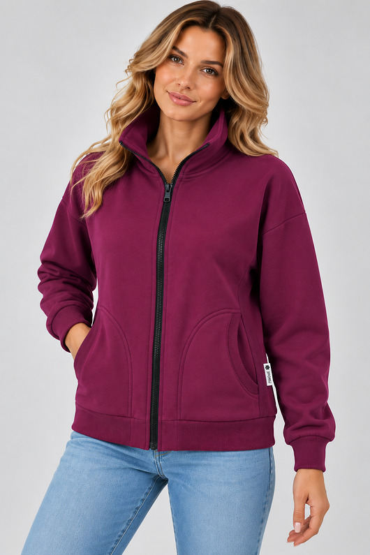 bluza bez kaptura damska Bluza Na Zamek ,,IGA " Śliwka