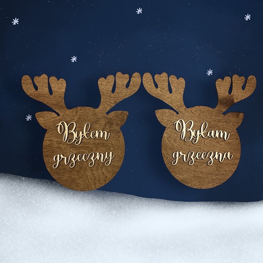 dekoracje świąteczne Zestaw tabliczek Głowa Renifera Byłem Grzeczny Byłam Grzeczna Ozdoba Rekwizyt