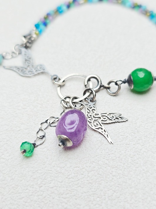 bransoletki srebrne Bransoletka Kolibry Srebro