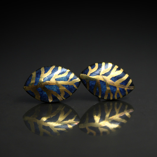 kolczyki ceramiczne Złote Listki/stal chirurgiczna/
