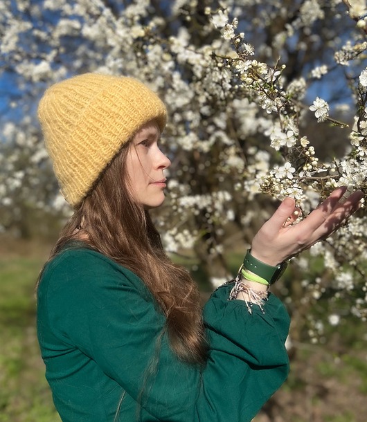 czapki damskie Wiosenna czapka Dimma z alpaki i merynosa jasno żółta