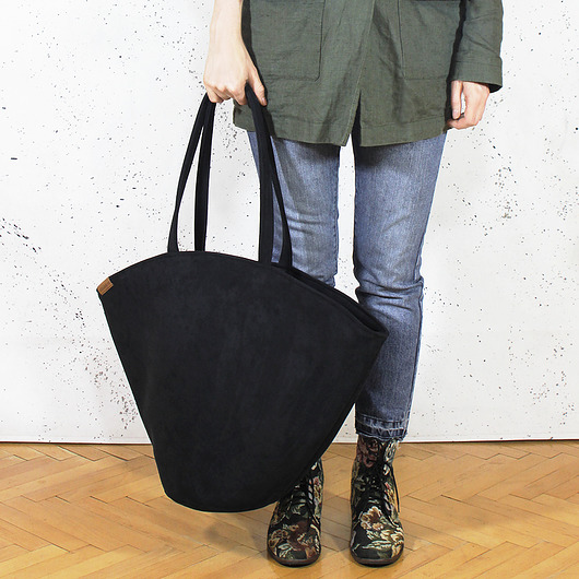 Shelly bag czarna torba nubuk syntetyczny vegan hairoo