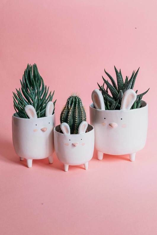 doniczki Zestaw Doniczek Króliczków