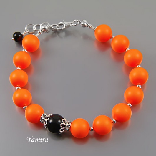 bransoletka - kryształ Swarovski perły Neon Orange yamira