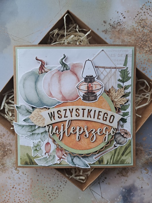 kartki scrapbooking Kartka urodzinowa/imieninowa dla jesieniary (pudełko)