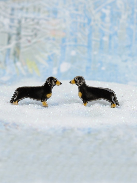 kolczyki ceramiczne Kolczyki z jamnikami- prezent dla psiary