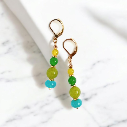 kolczyki z kamieniami Kolczyki SUMMER collection : 6cm : zieleń