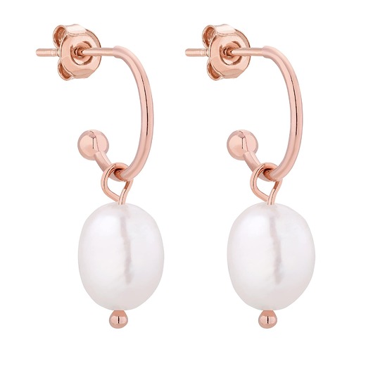 kolczyki pozłacane Kolczyki z naturalnymi perłami z różowego złota