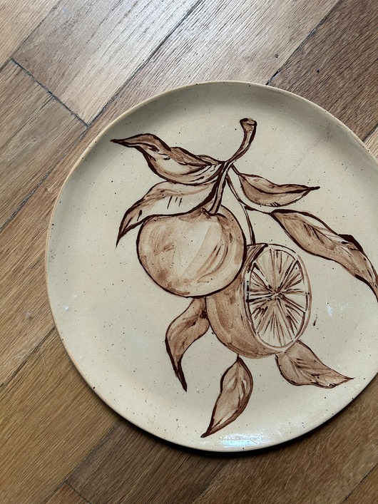 patery i talerze Ręcznie robiony talerz ceramiczny z motywem cytrusów