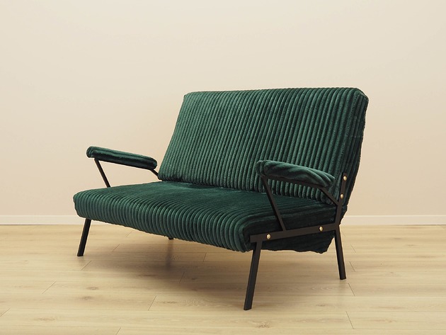 sofy i szezlongi Sofa zielona, włoski design, lata 70, produkcja: Włochy
