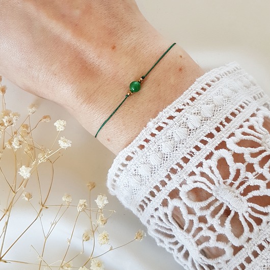 Zielona bransoletka z agatem LEI handmade 