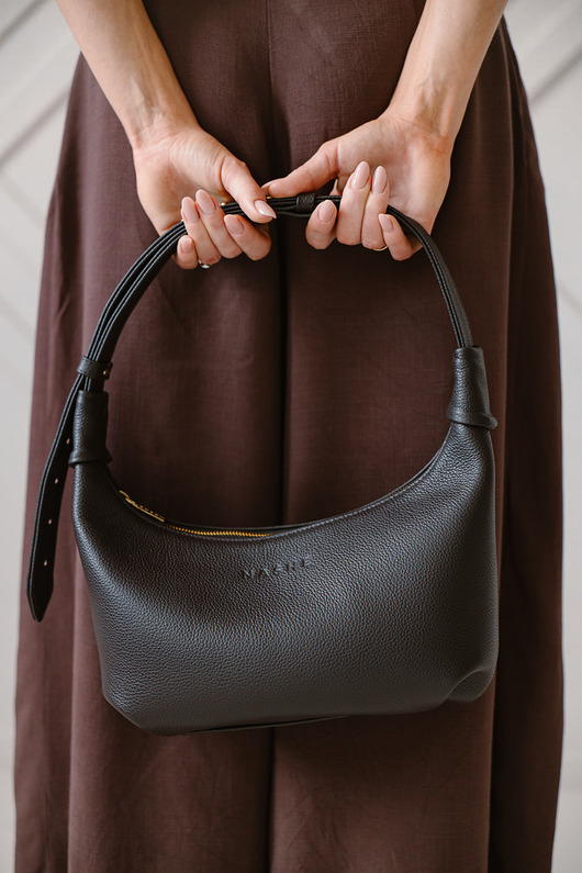 saszetka nerka Moon bag - skórzana torebka - brąz ciemny