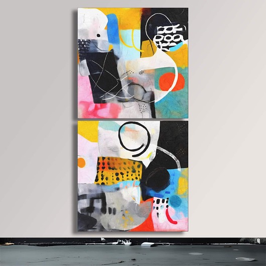 obrazy Nowoczesny duży obraz do salonu lub antresoli 80x160cm dyptyk Crazy CRAZY