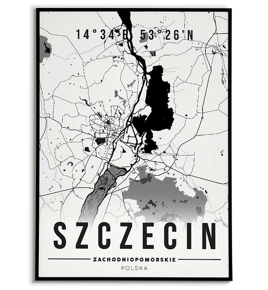 plakaty Plakat miasto POLSKA - SZCZECIN  obraz MAPA
