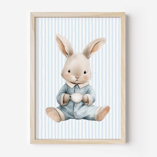 obrazy i plakaty do pokoju dziecięcego Plakat Na Ścianę Dla Chłopca Niebieskie króliczki nr. 11