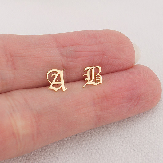 kolczyki pozłacane Kolczyki srebrne litera alfabet angielski