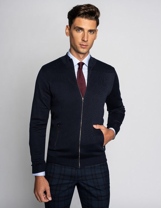 swetry męskie Sweter męski bitteto rozpinany granatowy