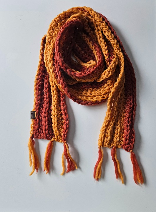 szale damskie Wełniany szal mandarynkowo pomarańczowy