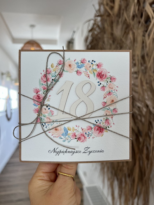 kartki scrapbooking Wyjątkowa ręcznie robiona kartka na 18-ste urodziny, osiemnastka, pomysł na p