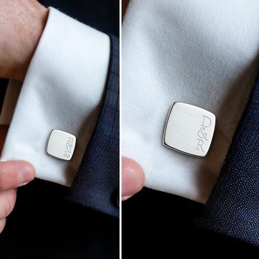 spinki do mankietów Ślubne spinki do mankietów z inicjałami i datą na ślub lub rocznicę