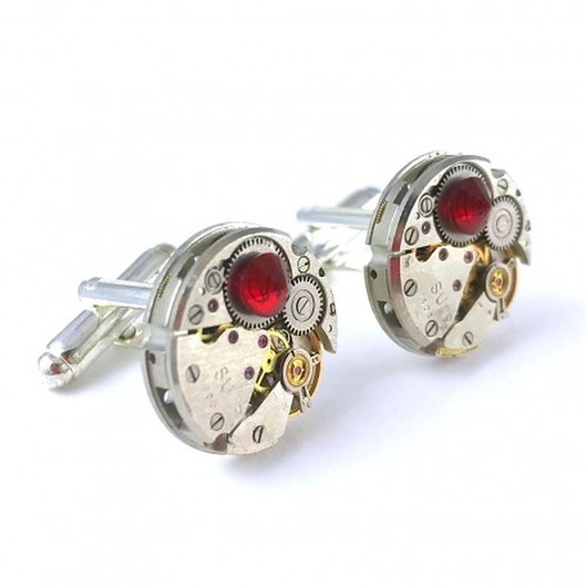 spinki do mankietów Spinki - ROUND III Red diamond