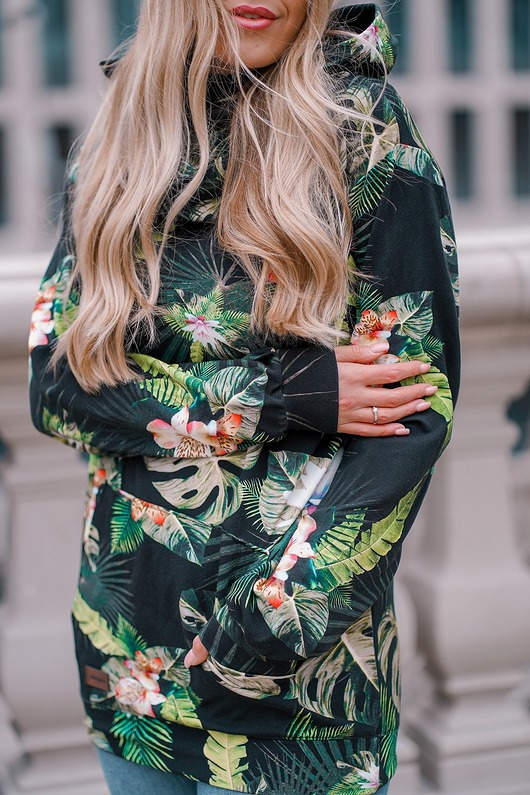 bluza z kapturem damska Dzianinowa bluza damska, sportowa, duży kaptur