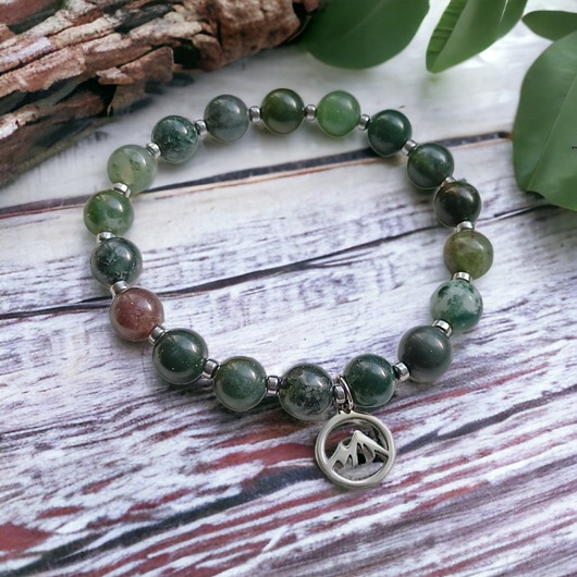 bransoletki z kamieni naturalnych GÓRY : dla miłośniczki gór : agat, stal szlachetna