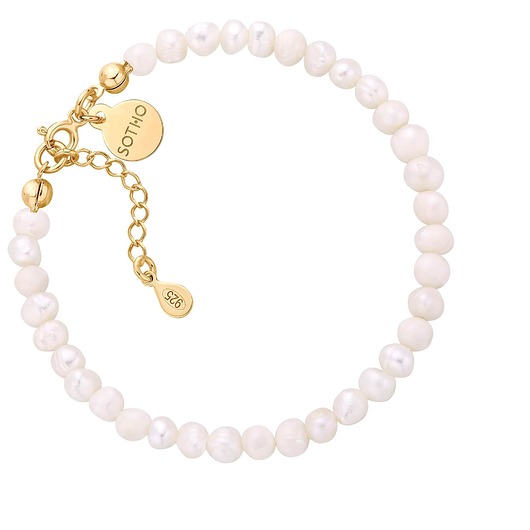 bransoletki złote Bransoletka z pereł naturalnych wykończona żółtym złotem