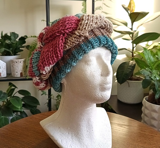 czapki damskie Cieplutka Czapka Beret Patchwork Enterlac