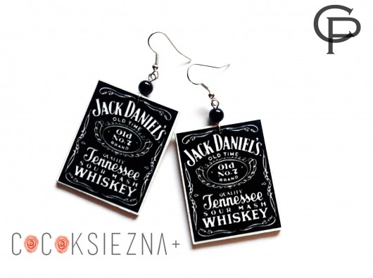 Jack Daniels kolczyki decoupage retro cocoksieznaplus