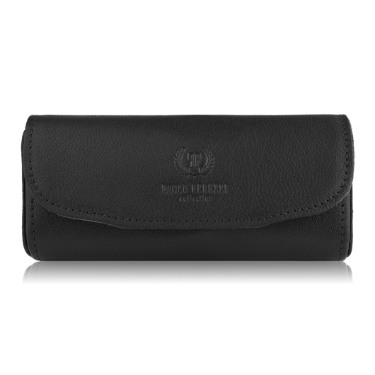 etui na okulary Etui na okulary skórzane pokrowiec czarny piórnik Paolo Peruzzi T-83-BL
