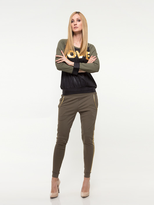 spodnie materiałowe damskie Spodnie khaki  YY600320_6007_1021