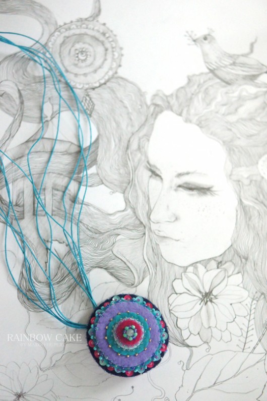 RainbowCake necklace FlowerFelt Design