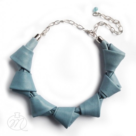 Naszyjnik skórzany denim blue LOOPed Mikashka