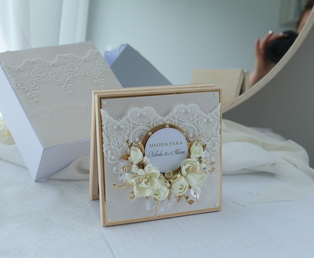 kartki scrapbooking Kartka ślubna  z torebką