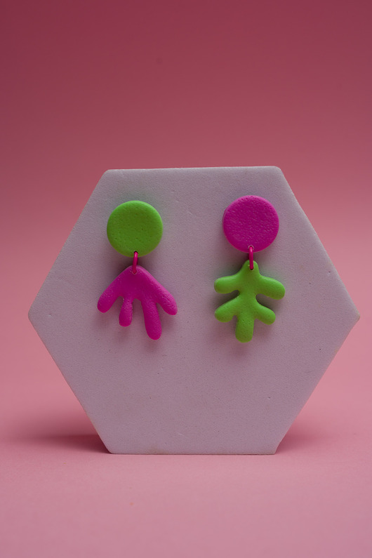 kolczyki z masy plastycznej Asymetryczne kolczyki Henri Matisse Mini