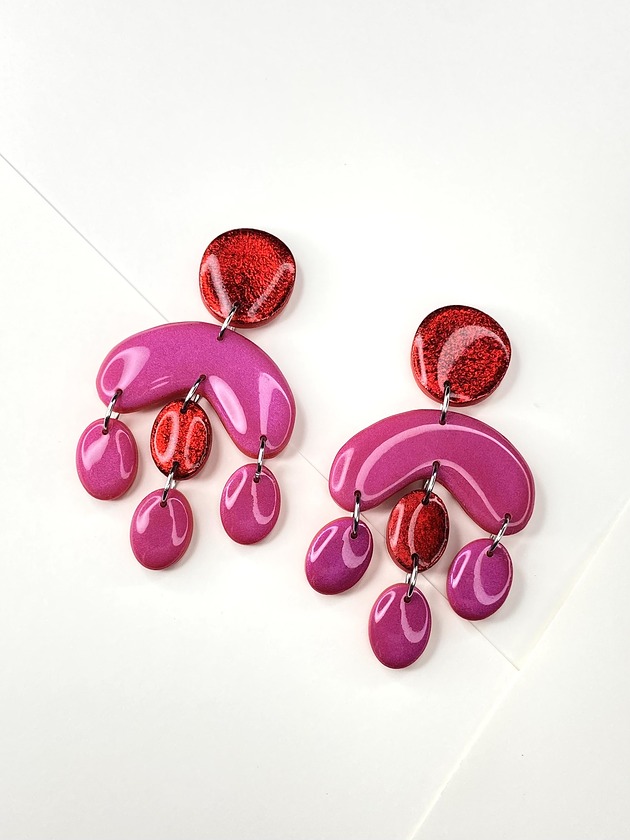 kolczyki z masy plastycznej Kolorowe wiszące kolczyki CIRCUS