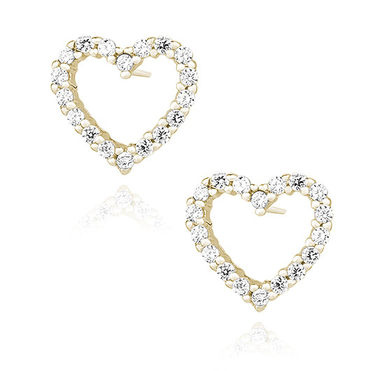 kolczyki pozłacane Kolczyki srebro 925 serce cyrkonie pozłacane