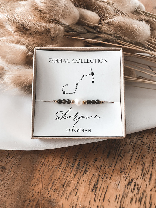 bransoletki z kamieni naturalnych Bransoletka znak zodiaku Skorpion obsydian