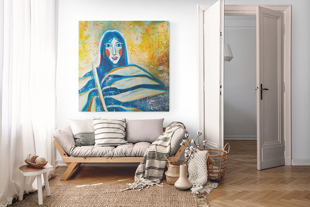 obrazy Obraz ręcznie malowany na płótnie 100x100 cm - Wróżka w dżungli