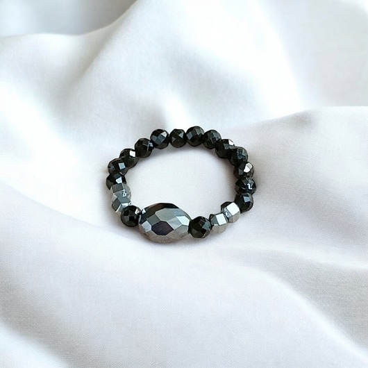 pierścionki elastyczne Pierścionek PREMIUM :: krzem, turmalin, hematyt :: PIERŚCIONEK