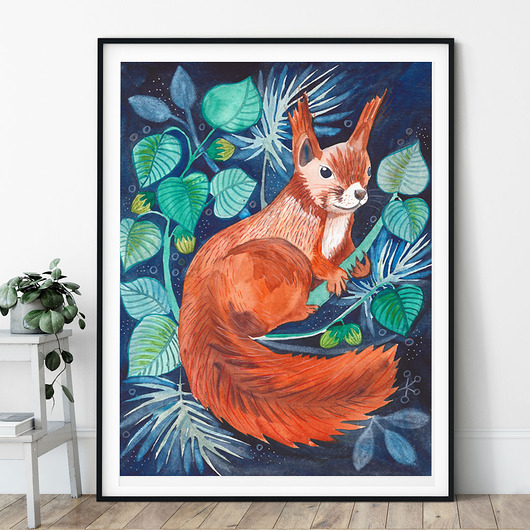 plakaty Squirrel ilustracja drukowana