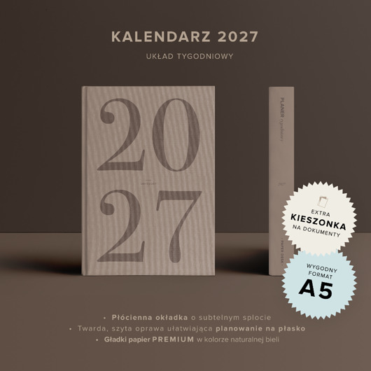 kalendarze i plannery PRZEDSPRZEDAŻ Kalendarz 2027 - minimalistyczny planer tygodniowy PaperDesk M