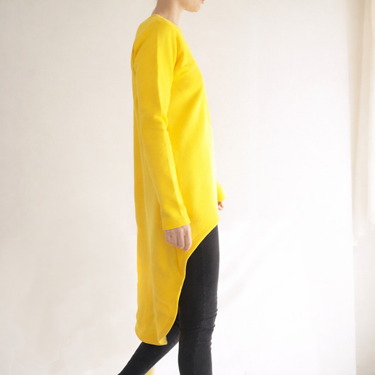 sukienki mini damskie Sukienka dresowa Przód tył żółta