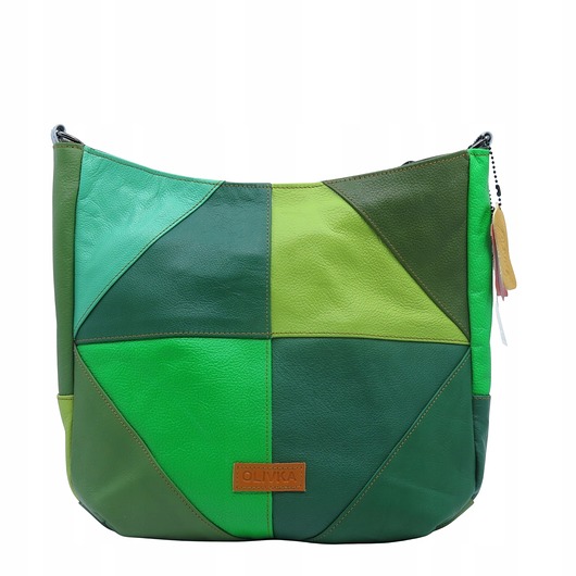 torby na ramię Torebka damska klasyczna skórzana na ramię oryginalna szeroki pasek OLIVKA