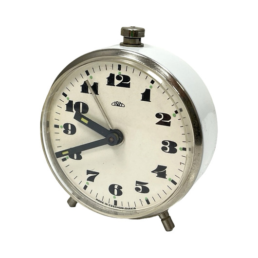 zegary Sprawny mały, mechaniczny budzik PRIM Vintage, Czechosłowacja, lata 60.