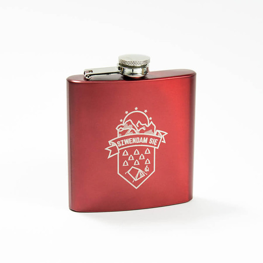 akcesoria różne Piersiówka metalowa 180ml SZWENDAM SIĘ bordowa