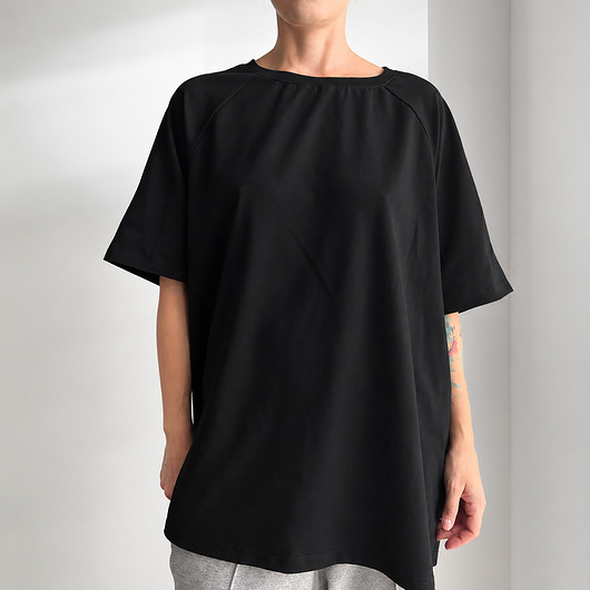 t-shirt damskie Czarna bluzka raglan