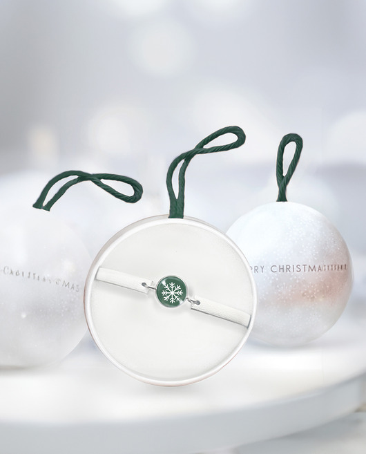 bransoletki ze szkła Christmas edition -Śnieżynka- green - bransoletka stalowa